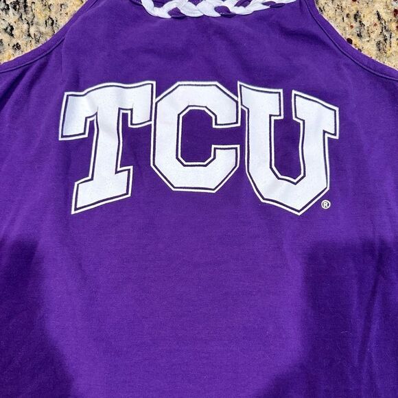 EUC - TCU Texas Christian University Women’s Purple Tank with Braden Straps - Picture 5 of 5